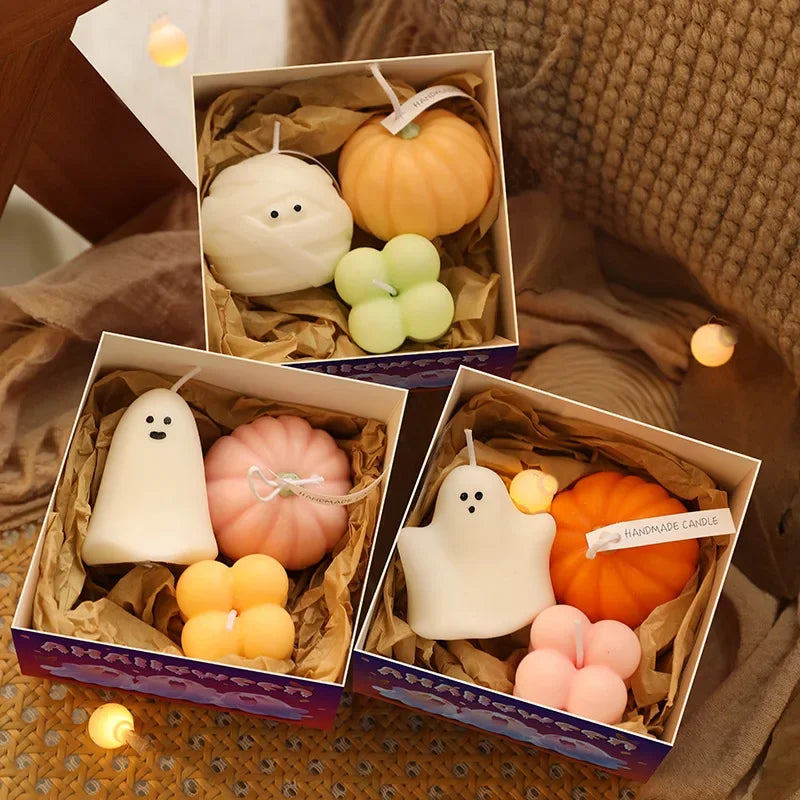 Halloween Ghost Pumpkin Candle Set