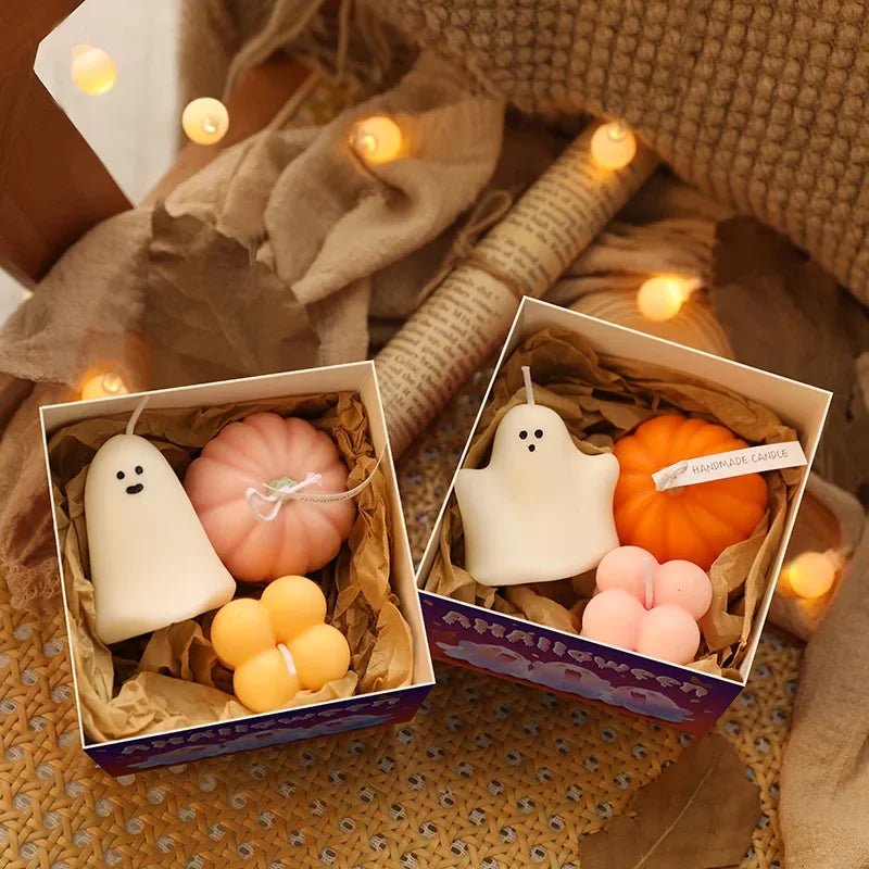 Halloween Ghost Pumpkin Candle Set