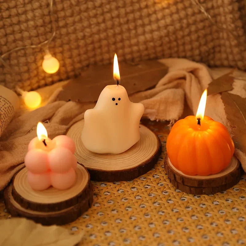 Halloween Ghost Pumpkin Candle Set